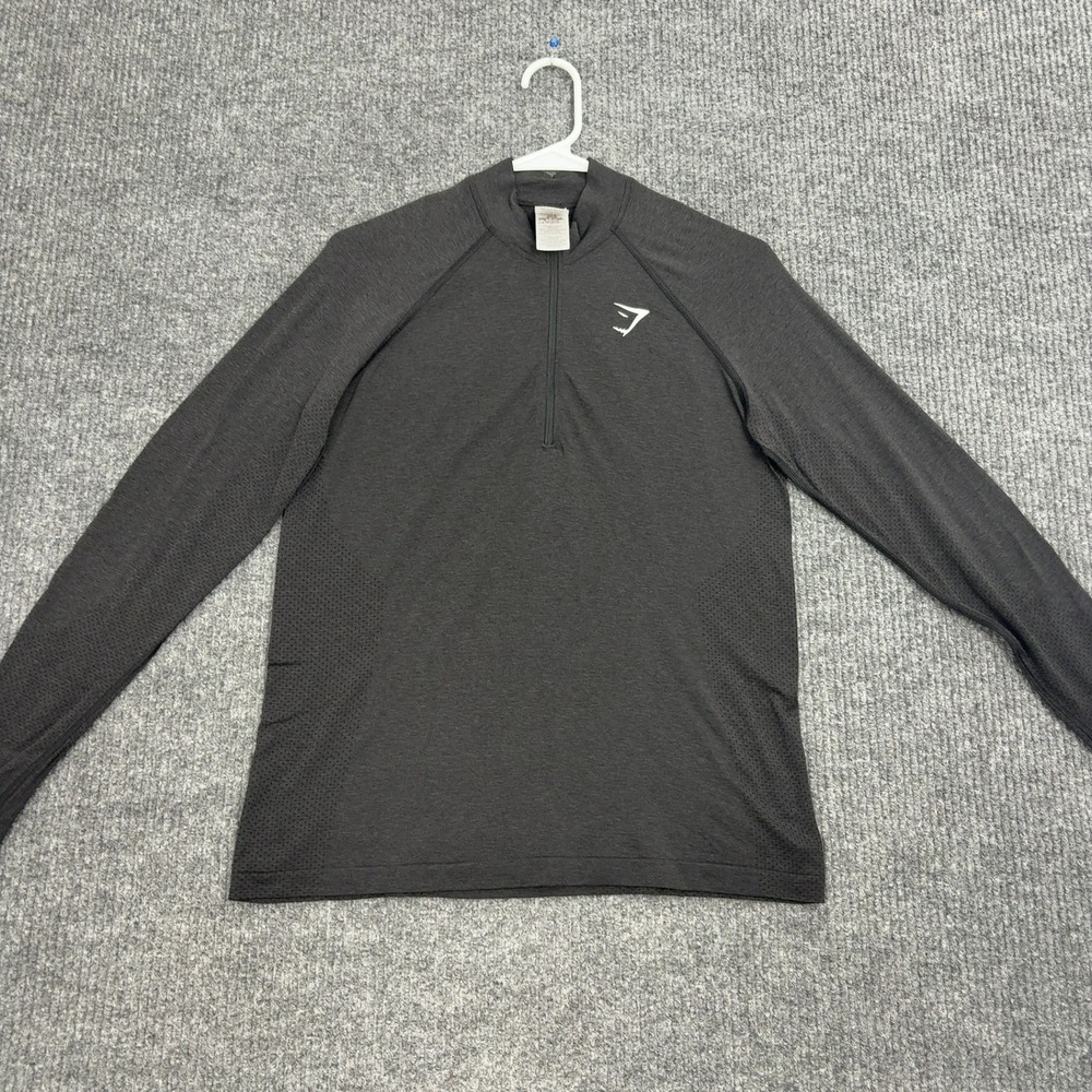 Gymshark Quarter Zip Pullover Mens S Grey Seamless Performance Athletic Workout